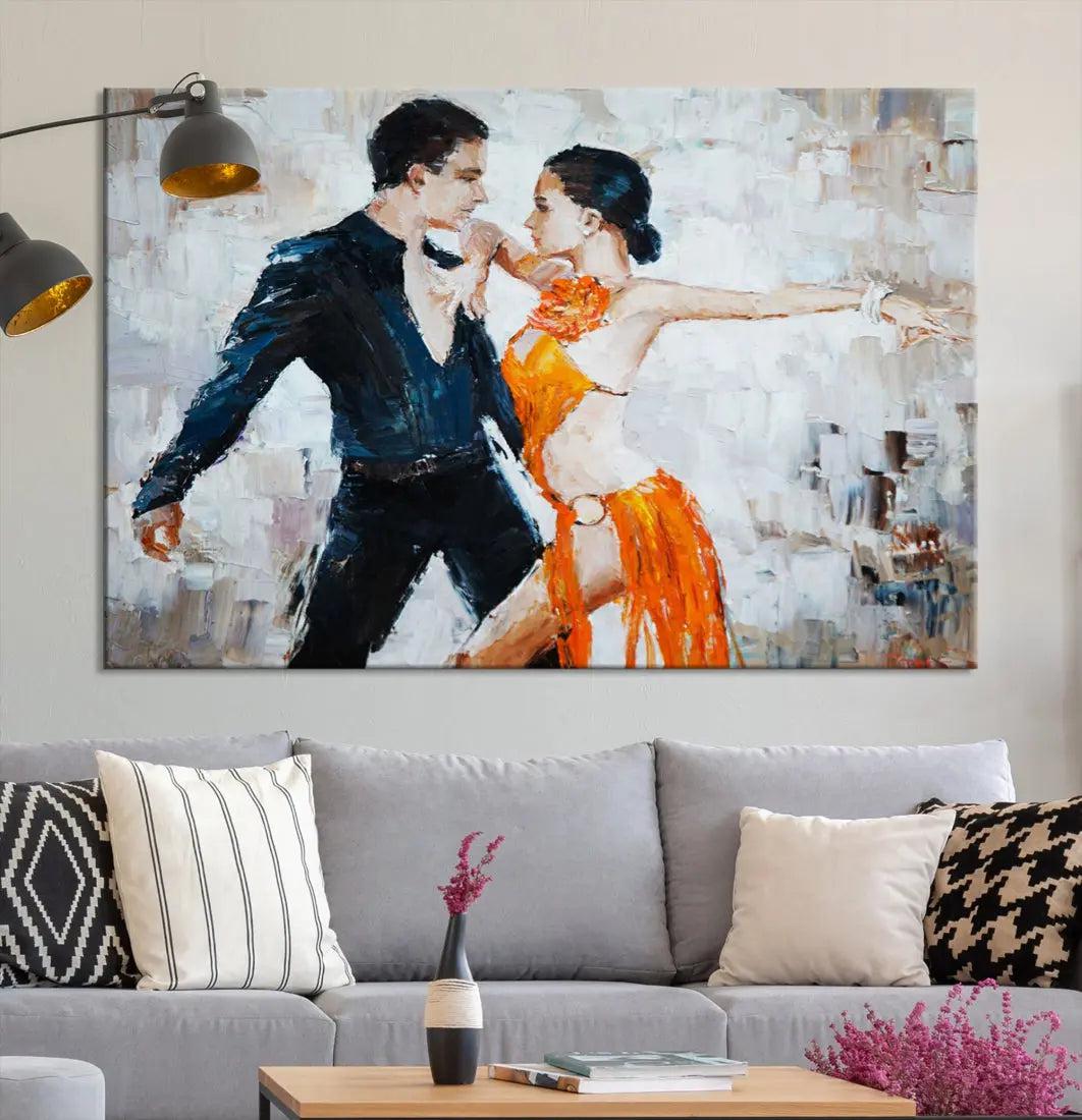 Dancing Couple Oil Painting Modern Large Wall Art Canvas Print