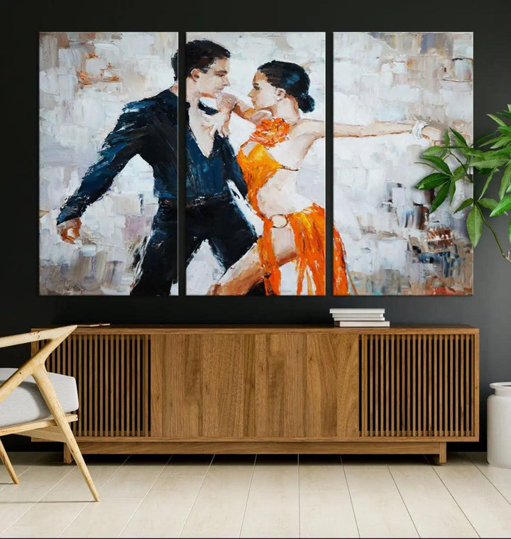 Dancing Couple Oil Painting Modern Large Wall Art Canvas Print