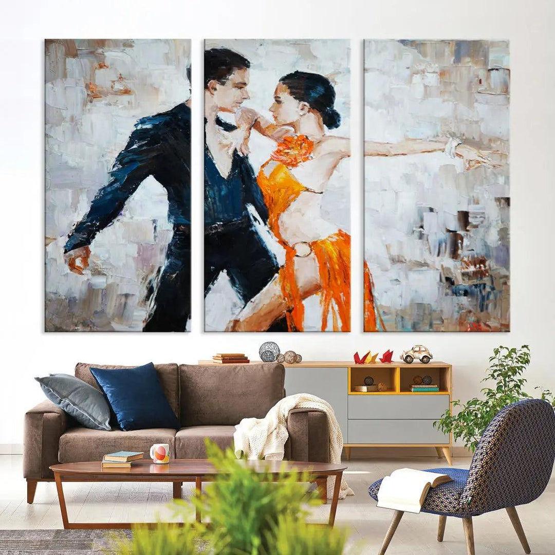 Dancing Couple Oil Painting Modern Large Wall Art Canvas Print