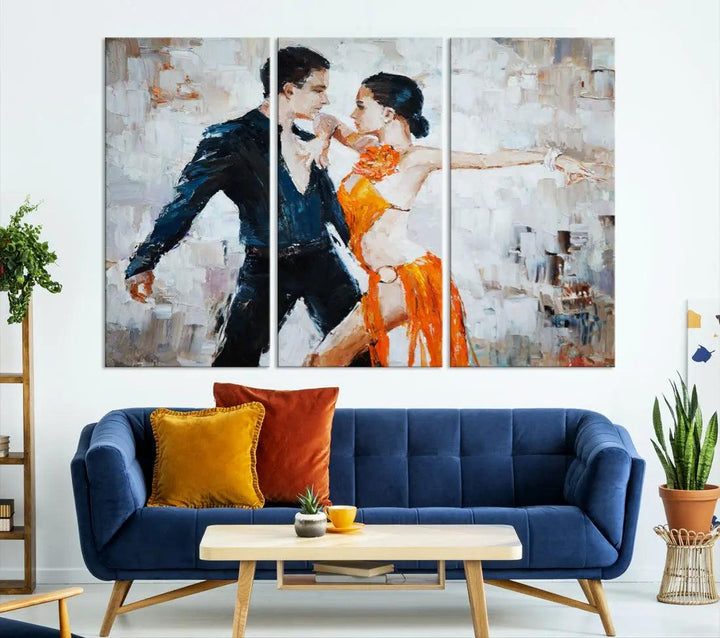 Dancing Couple Oil Painting Modern Large Wall Art Canvas Print