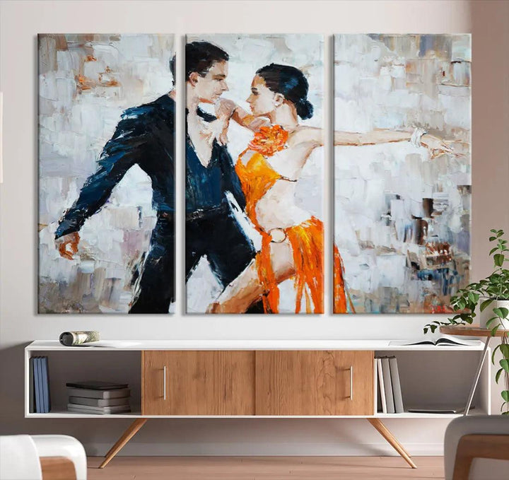 Dancing Couple Oil Painting Modern Large Wall Art Canvas Print