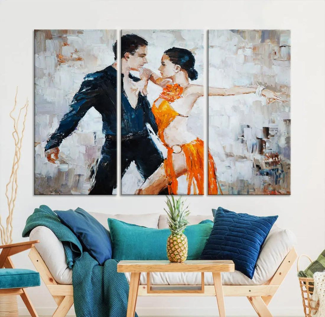 Dancing Couple Oil Painting Modern Large Wall Art Canvas Print