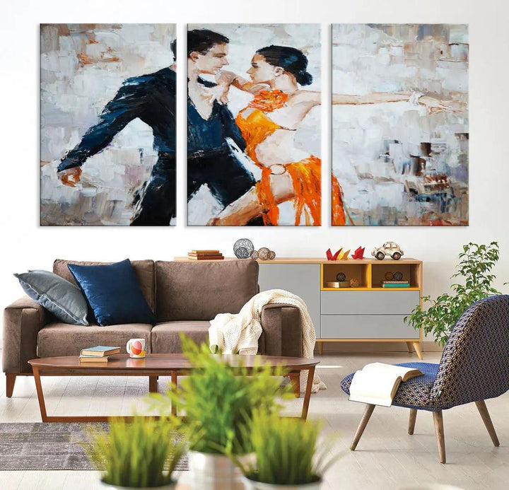 Dancing Couple Oil Painting Modern Large Wall Art Canvas Print