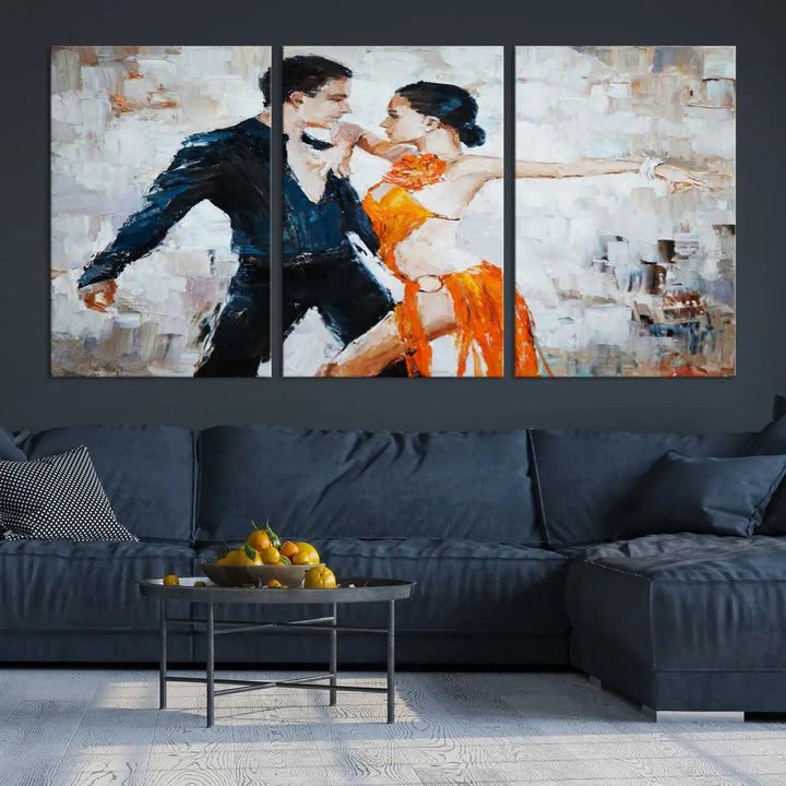 Dancing Couple Oil Painting Modern Large Wall Art Canvas Print