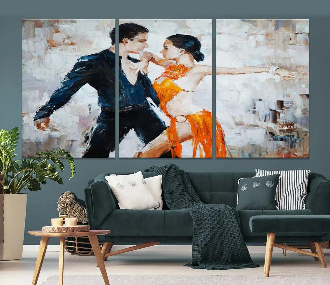 Dancing Couple Oil Painting Modern Large Wall Art Canvas Print