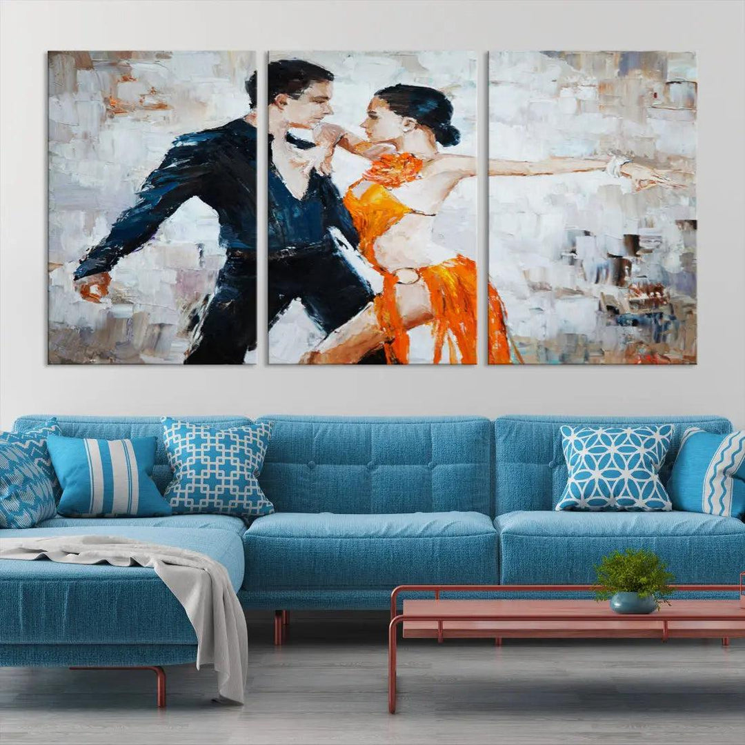 Dancing Couple Oil Painting Modern Large Wall Art Canvas Print