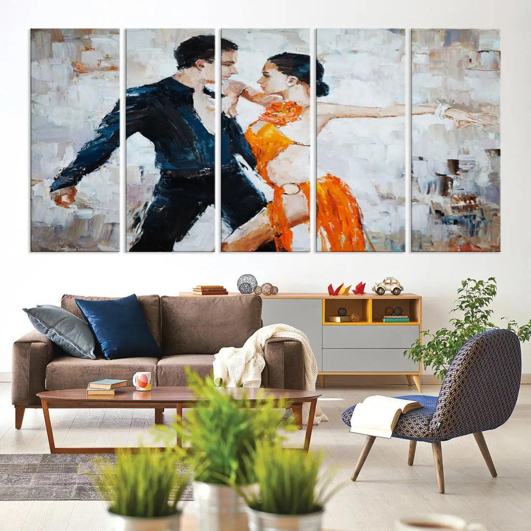 Dancing Couple Oil Painting Modern Large Wall Art Canvas Print