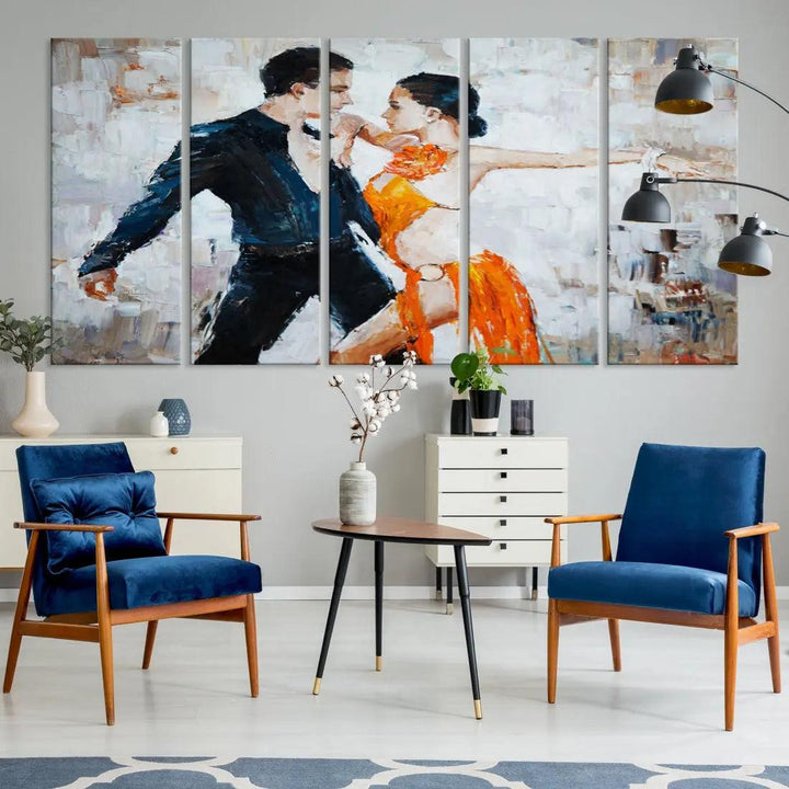 Dancing Couple Oil Painting Modern Large Wall Art Canvas Print