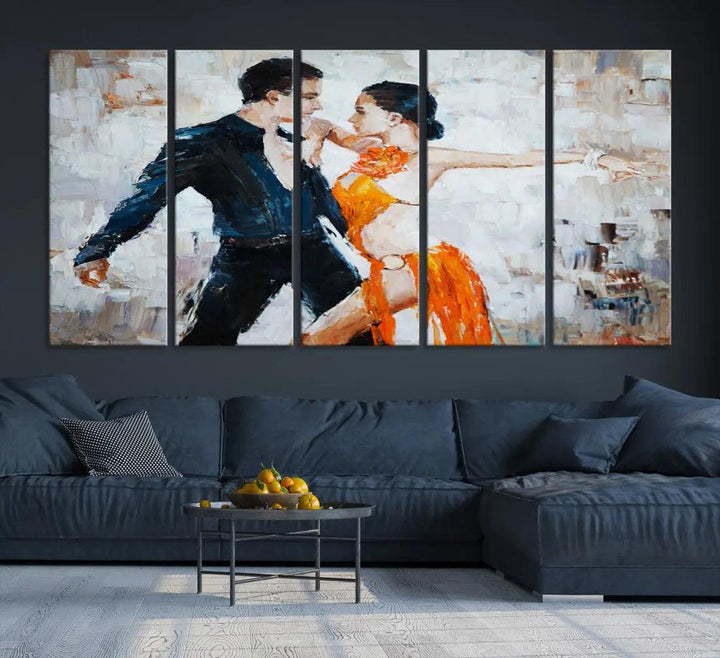 Dancing Couple Oil Painting Modern Large Wall Art Canvas Print