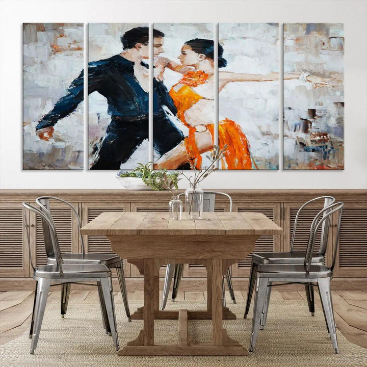 Dancing Couple Oil Painting Modern Large Wall Art Canvas Print