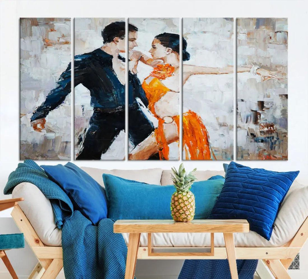 Dancing Couple Oil Painting Modern Large Wall Art Canvas Print