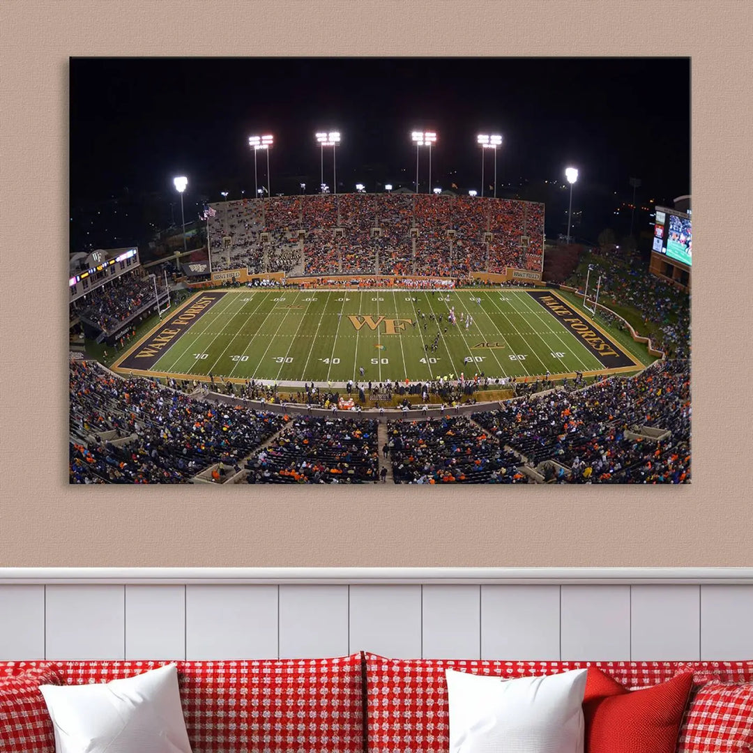 Demon Deacons Football Team Print - Winston-Salem Allegacy Federal Credit Union Stadium Wall Art Canvas Print