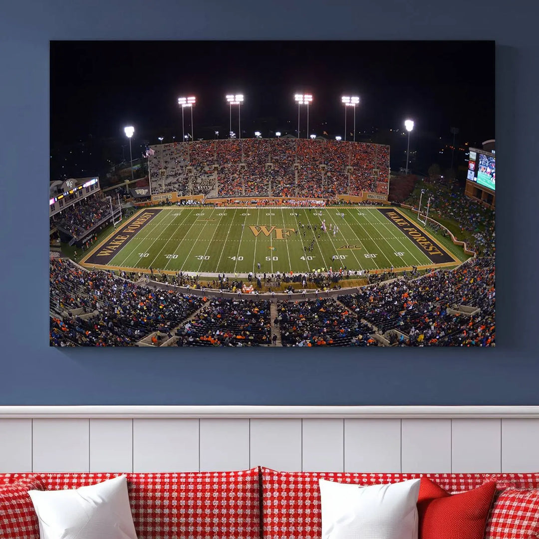 Demon Deacons Football Team Print - Winston-Salem Allegacy Federal Credit Union Stadium Wall Art Canvas Print