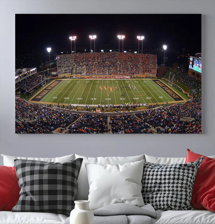 Demon Deacons Football Team Print - Winston-Salem Allegacy Federal Credit Union Stadium Wall Art Canvas Print