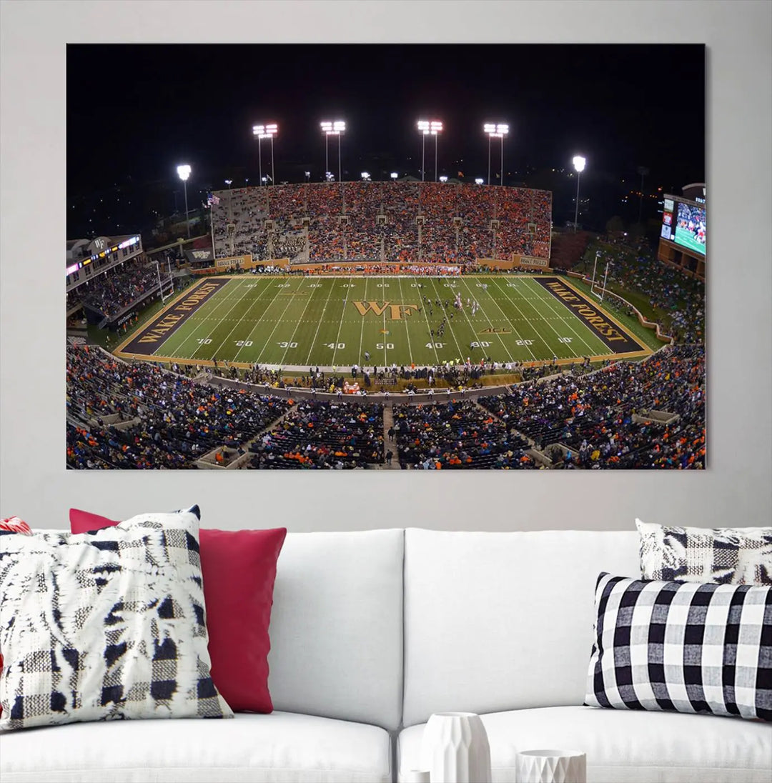 Demon Deacons Football Team Print - Winston-Salem Allegacy Federal Credit Union Stadium Wall Art Canvas Print