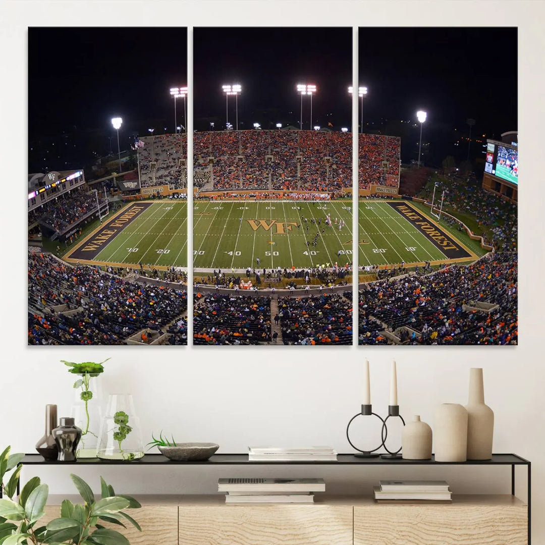 Demon Deacons Football Team Print - Winston-Salem Allegacy Federal Credit Union Stadium Wall Art Canvas Print