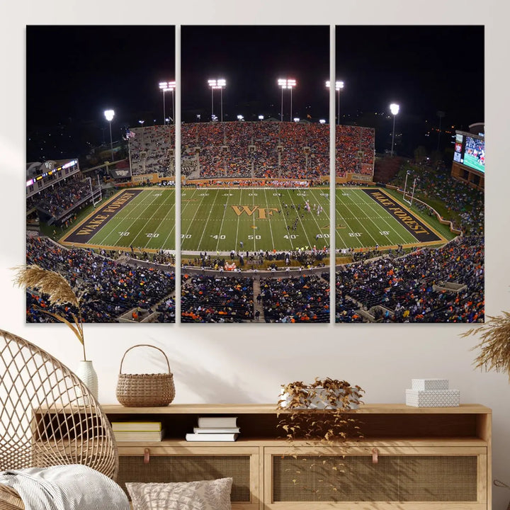 Demon Deacons Football Team Print - Winston-Salem Allegacy Federal Credit Union Stadium Wall Art Canvas Print