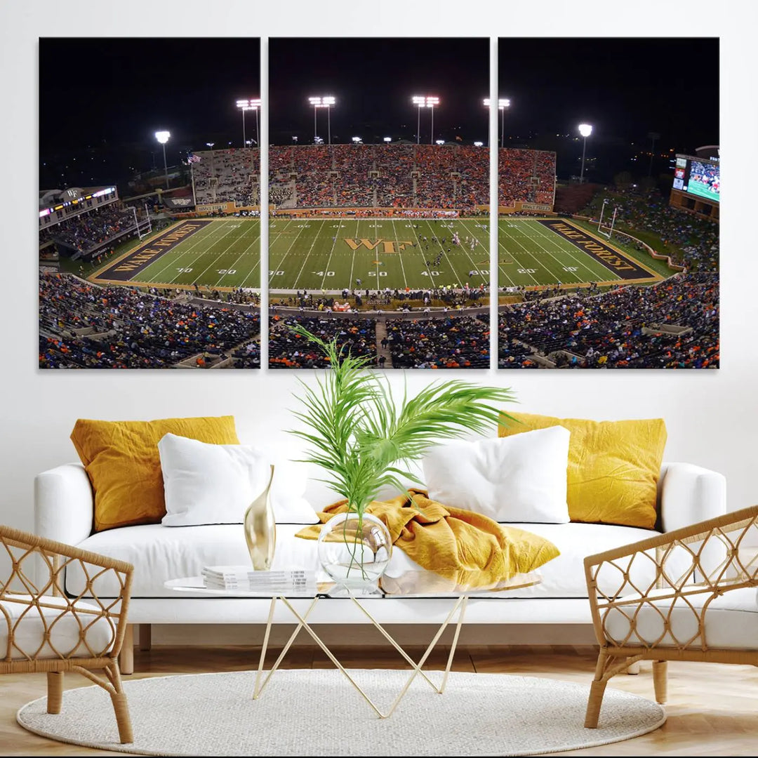 Demon Deacons Football Team Print - Winston-Salem Allegacy Federal Credit Union Stadium Wall Art Canvas Print