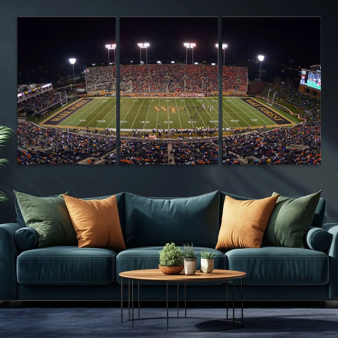 Demon Deacons Football Team Print - Winston-Salem Allegacy Federal Credit Union Stadium Wall Art Canvas Print