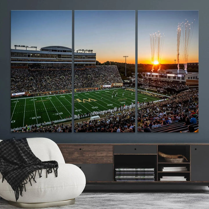 Demon Deacons Football Team Print - Winston-Salem Allegacy Federal Credit Union Stadium Wall Art Canvas Print