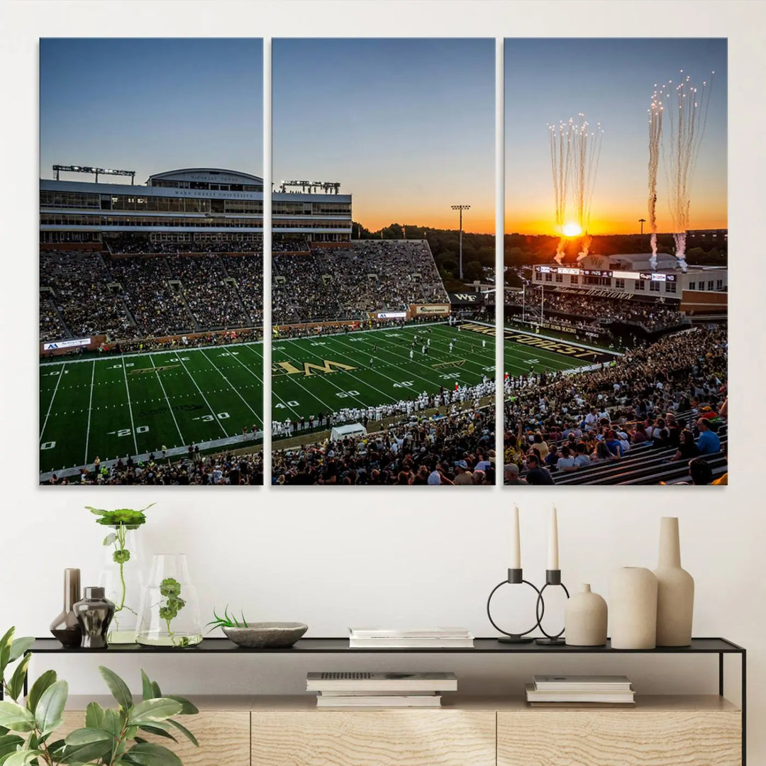 Demon Deacons Football Team Print - Winston-Salem Allegacy Federal Credit Union Stadium Wall Art Canvas Print