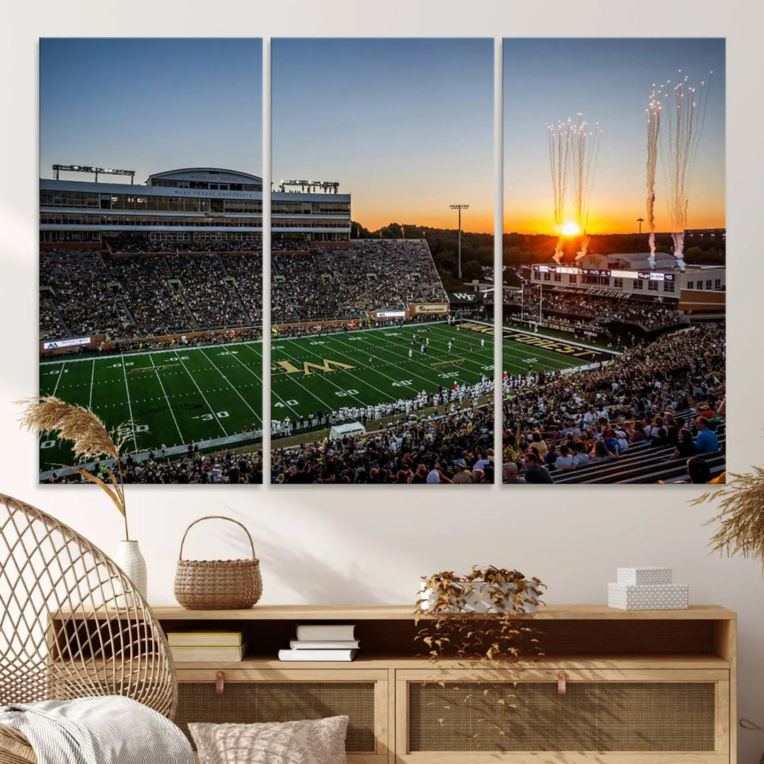 Demon Deacons Football Team Print - Winston-Salem Allegacy Federal Credit Union Stadium Wall Art Canvas Print