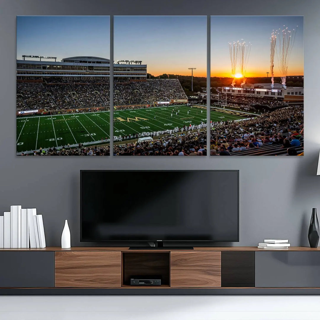 Demon Deacons Football Team Print - Winston-Salem Allegacy Federal Credit Union Stadium Wall Art Canvas Print