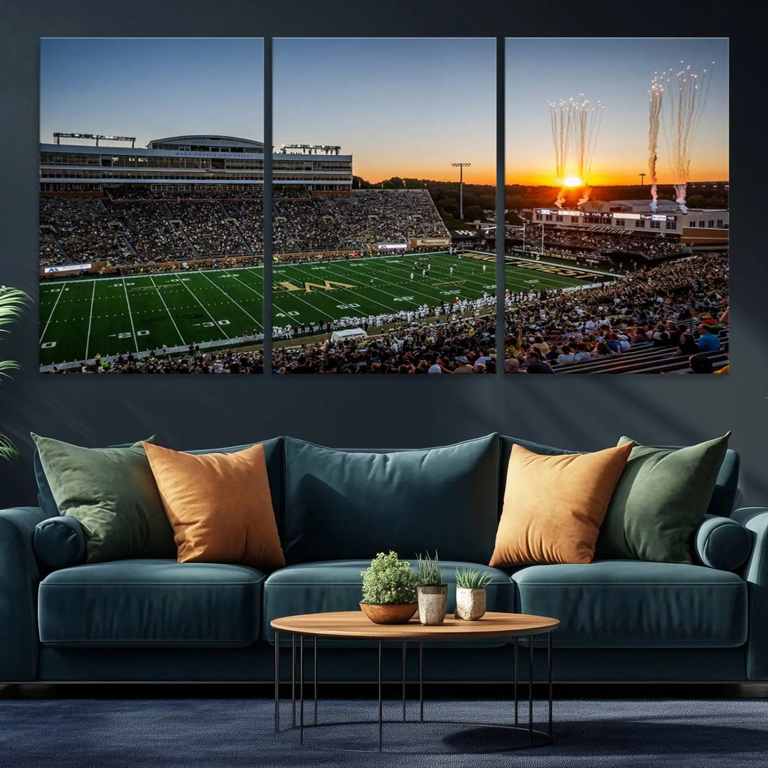 Demon Deacons Football Team Print - Winston-Salem Allegacy Federal Credit Union Stadium Wall Art Canvas Print