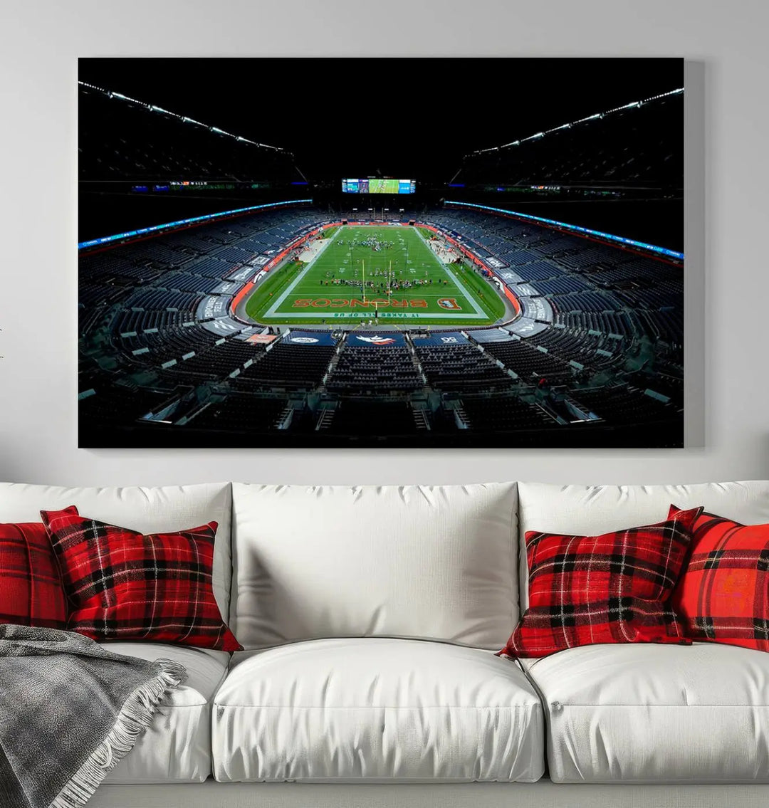 Denver Broncos Football Team Print - Denver Empower Field at Mile High Stadium Wall Art Canvas Print