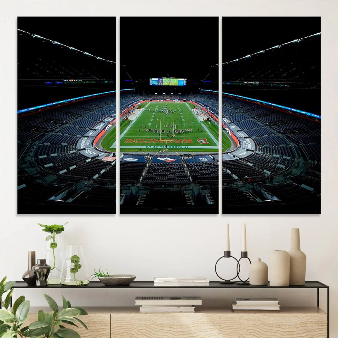 Denver Broncos Football Team Print - Denver Empower Field at Mile High Stadium Wall Art Canvas Print