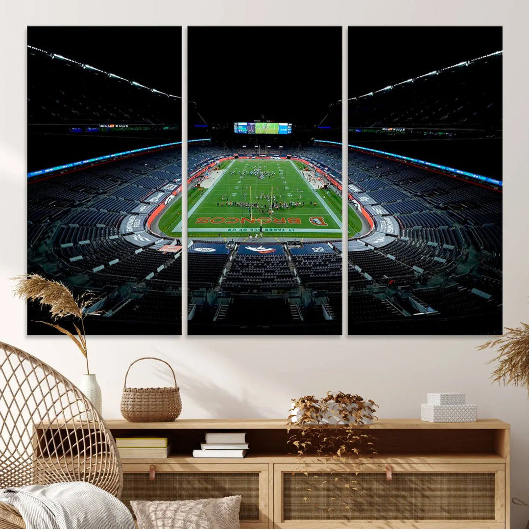 Denver Broncos Football Team Print - Denver Empower Field at Mile High Stadium Wall Art Canvas Print