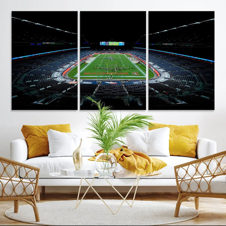 Denver Broncos Football Team Print - Denver Empower Field at Mile High Stadium Wall Art Canvas Print