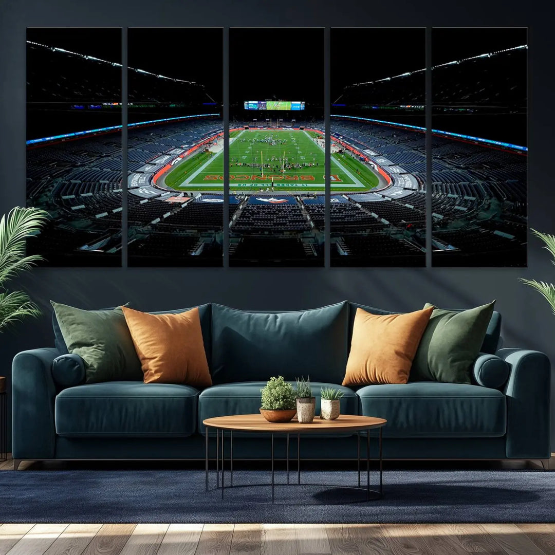 Denver Broncos Football Team Print - Denver Empower Field at Mile High Stadium Wall Art Canvas Print