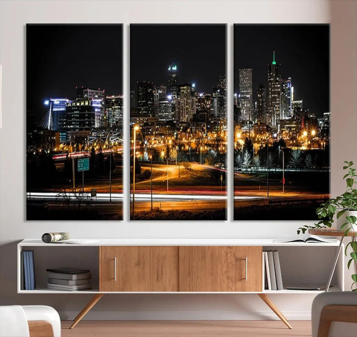 Denver Skyline Canvas Art Print Cityscape Wall Art Framed Ready to Hang