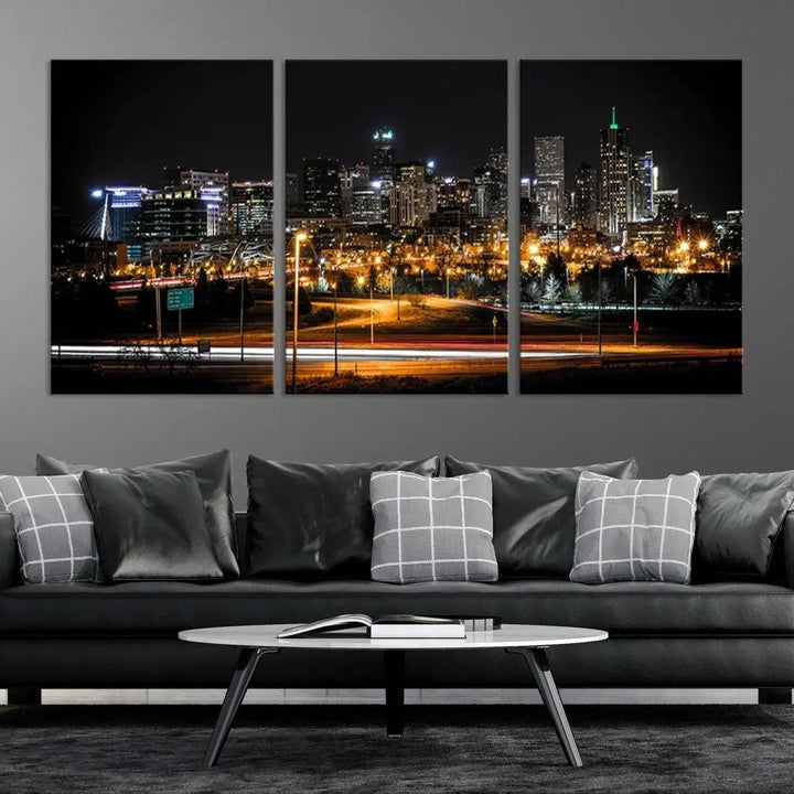 Denver Skyline Canvas Art Print Cityscape Wall Art Framed Ready to Hang