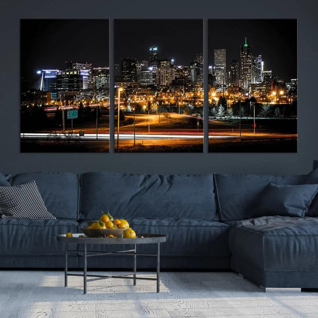 Denver Skyline Canvas Art Print Cityscape Wall Art Framed Ready to Hang