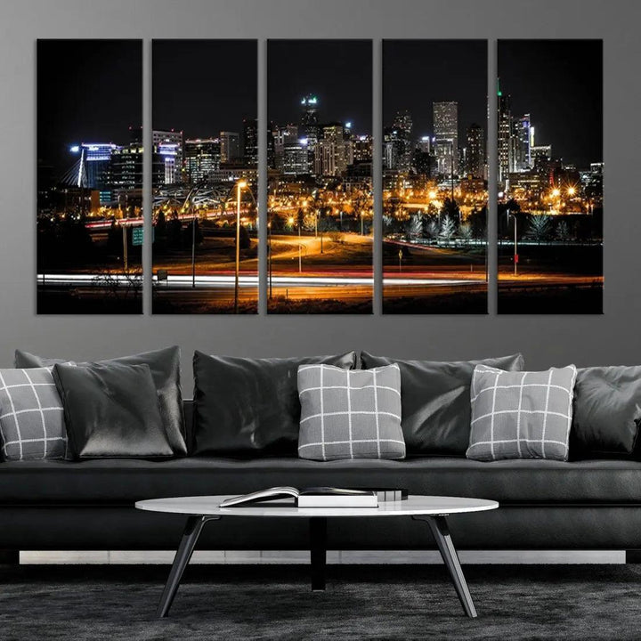 Denver Skyline Canvas Art Print Cityscape Wall Art Framed Ready to Hang