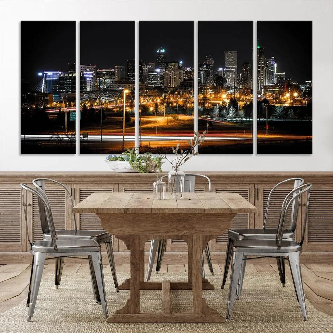 Denver Skyline Canvas Art Print Cityscape Wall Art Framed Ready to Hang