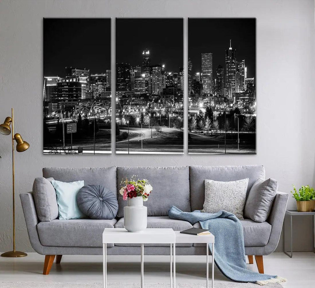 Denver Skyline Canvas Wall Art Print Modern Wall Decor