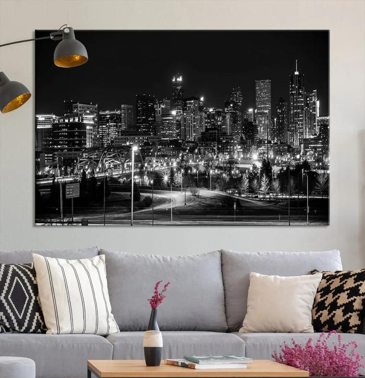 Denver Skyline Canvas Wall Art Print Modern Wall Decor