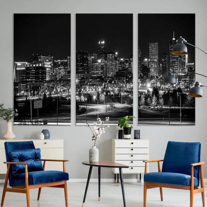 Denver Skyline Canvas Wall Art Print Modern Wall Decor