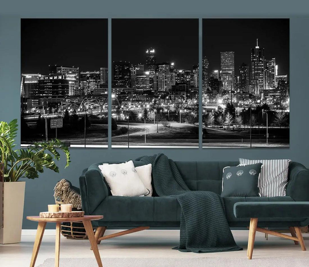 Denver Skyline Canvas Wall Art Print Modern Wall Decor