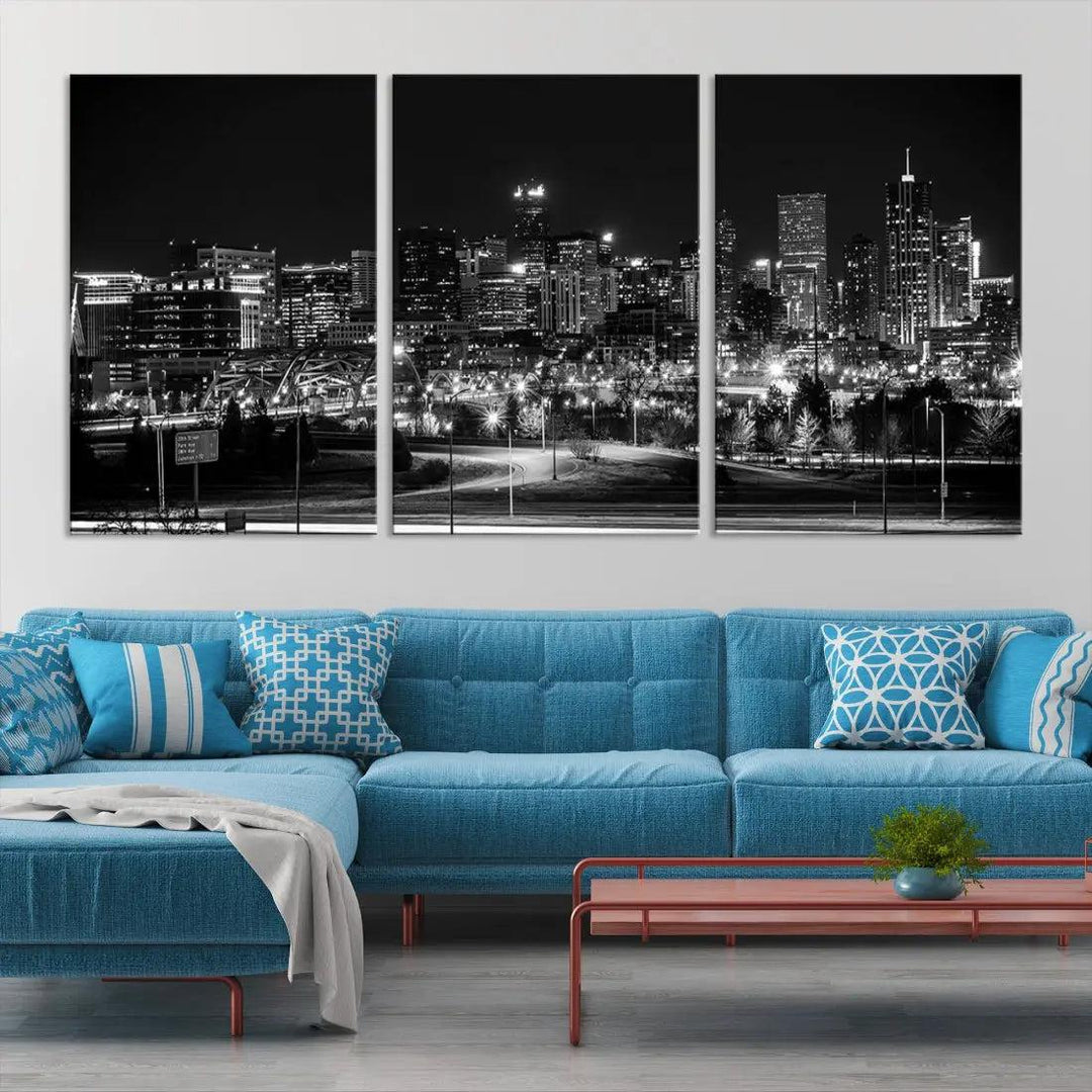 Denver Skyline Canvas Wall Art Print Modern Wall Decor