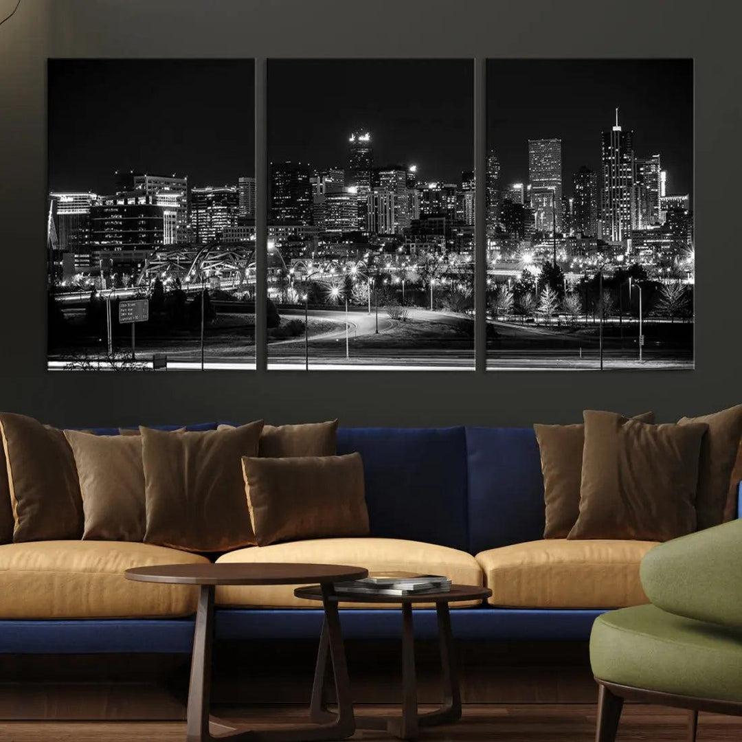 Denver Skyline Canvas Wall Art Print Modern Wall Decor