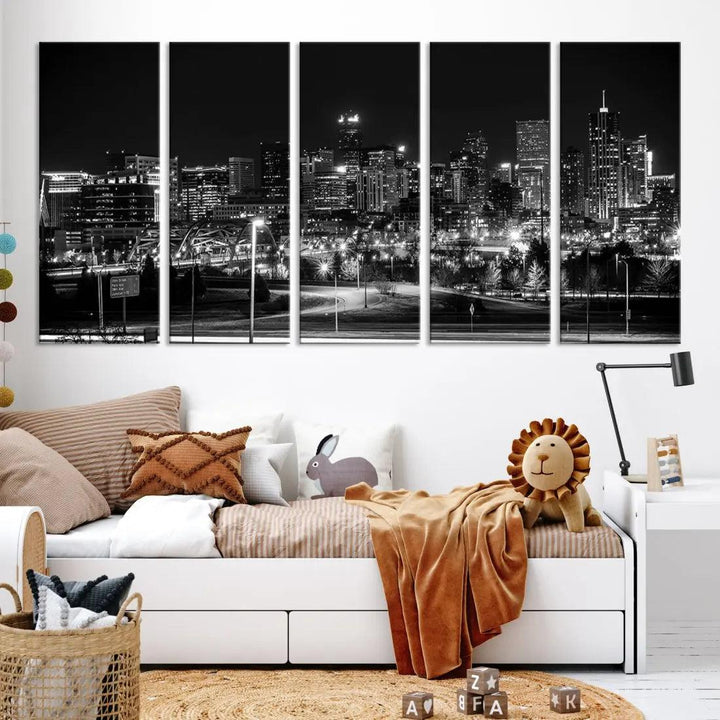 Denver Skyline Canvas Wall Art Print Modern Wall Decor