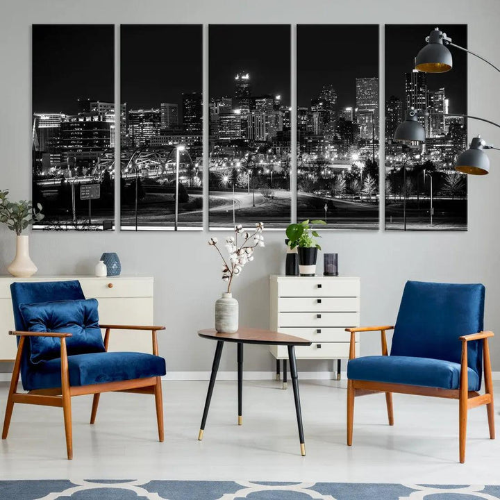 Denver Skyline Canvas Wall Art Print Modern Wall Decor