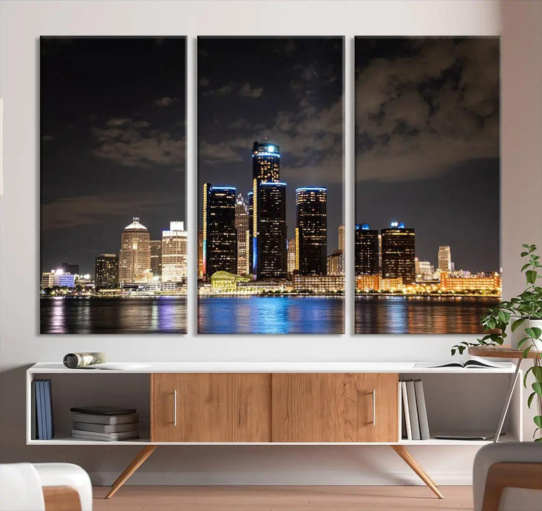 Detroit Ohio Canvas Wall Art Skyline Cityscape Canvas Print