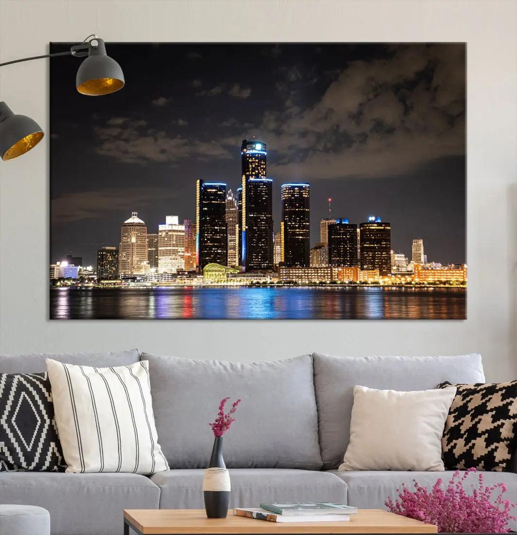 Detroit Ohio Canvas Wall Art Skyline Cityscape Canvas Print