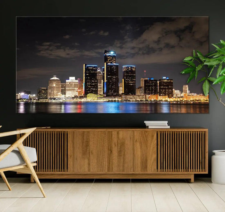 Detroit Ohio Canvas Wall Art Skyline Cityscape Canvas Print