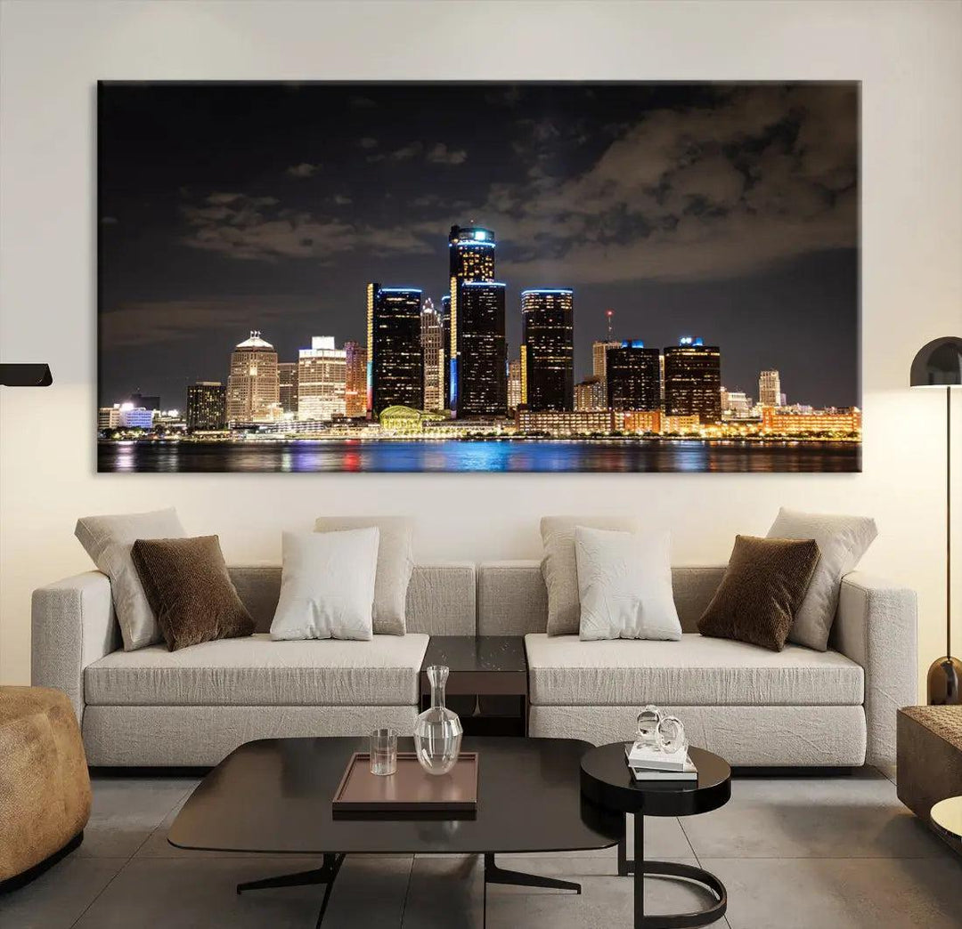 Detroit Ohio Canvas Wall Art Skyline Cityscape Canvas Print